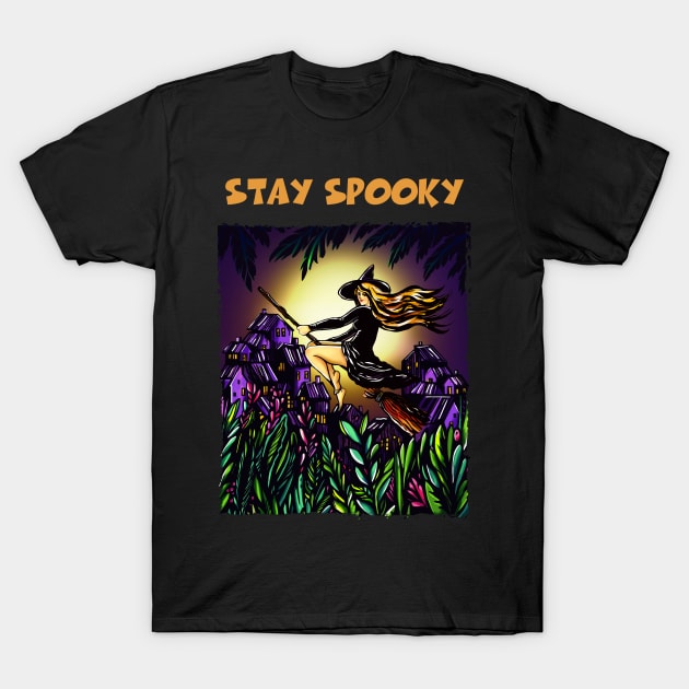 Stay spooky Shirt Funny Halloween Tee Scary Party Gift Pumpkin Tshirt T-Shirt by NickDezArts